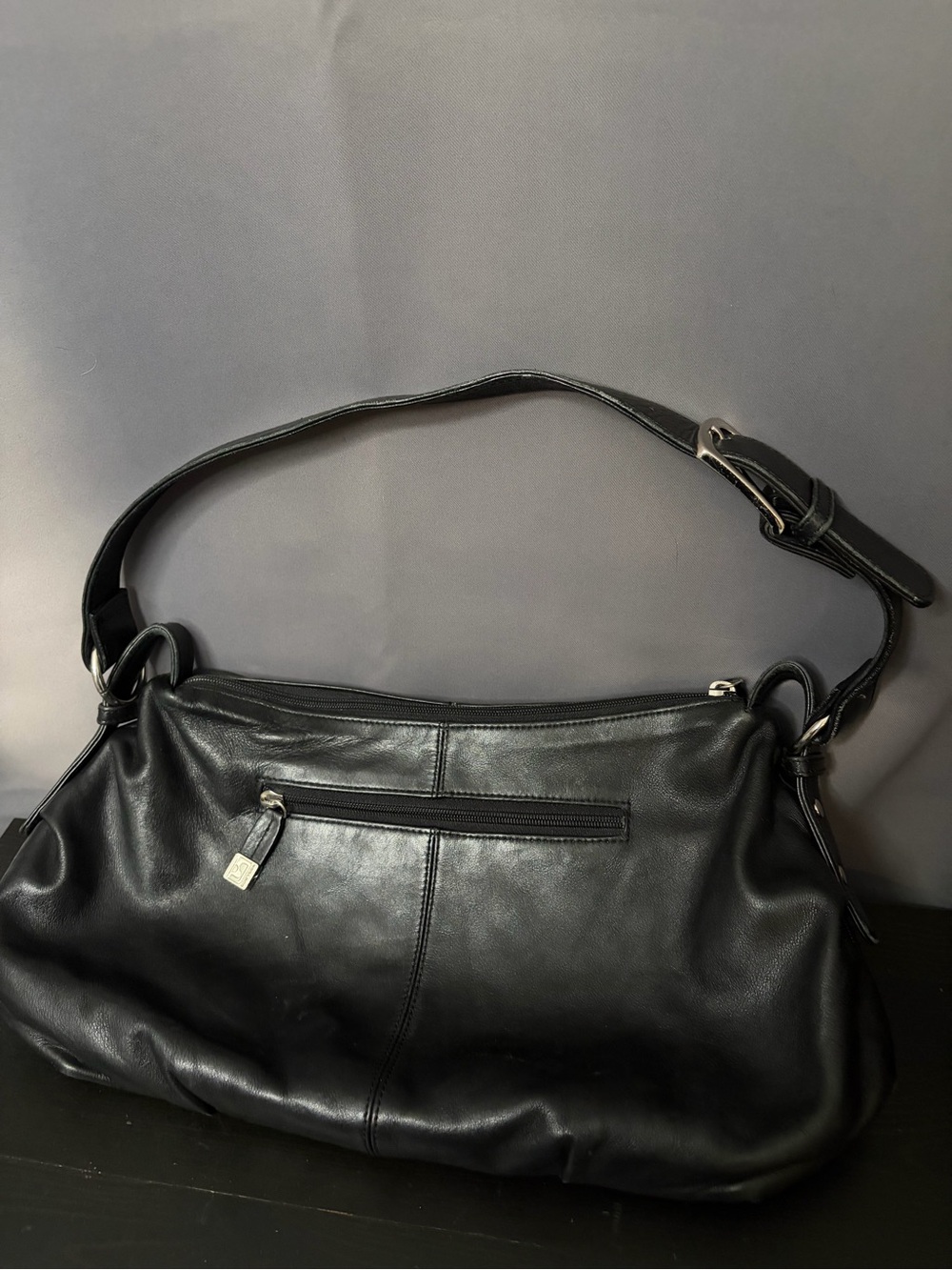 Black Leather Hobo Purse - Soprano